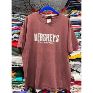 Hershey's Chocolate World Maroon Graphic T-Shirt Mens XL Short Sleeve Cotton